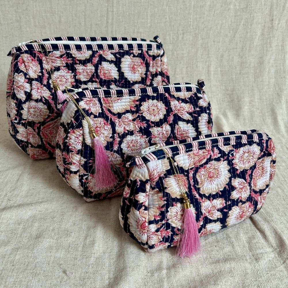 Multi bloemen roze toilettassen