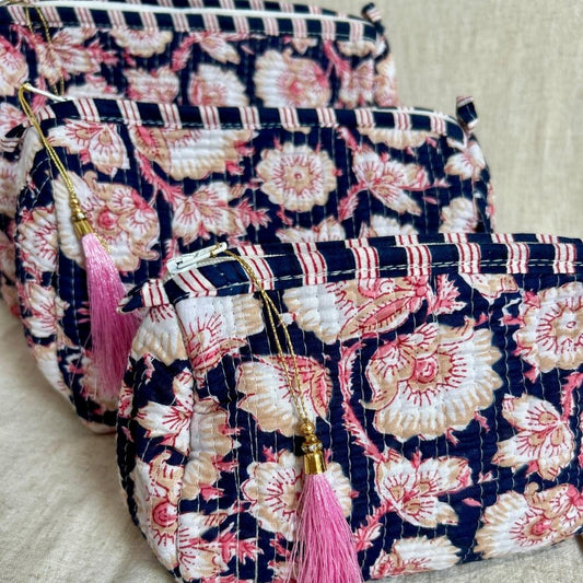 Multi bloemen roze toilettassen