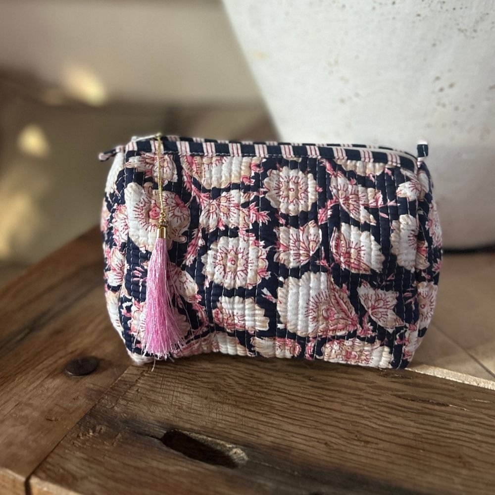 Multi bloemen roze toilettassen