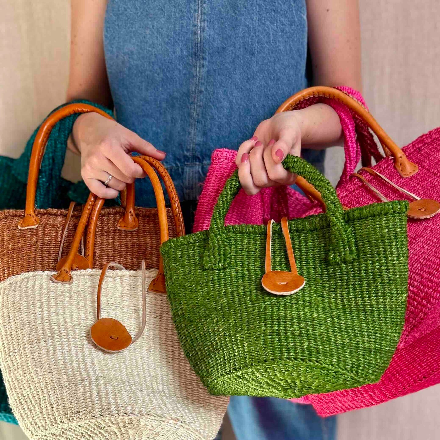 Safiri sisal groen extra mini tote bag Wild and Free the store