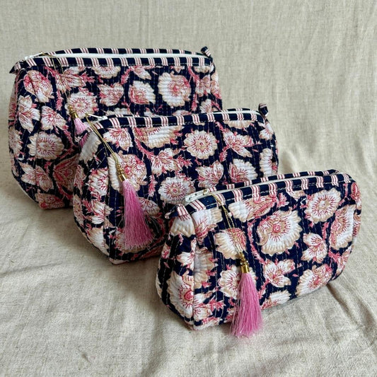Multi bloemen roze toilettassen