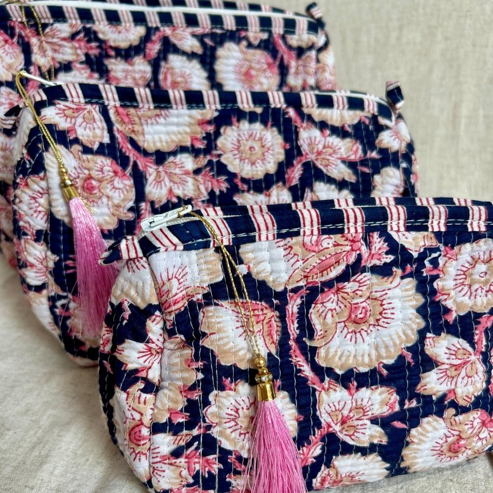 Multi bloemen roze toilettassen