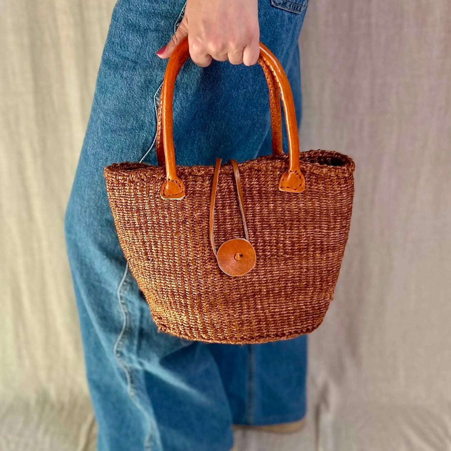 Kahawia sisal bruine mini tote bag Wild and Free the store