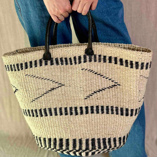 Milia sisal zwart beige big shopper Wild and Free the store