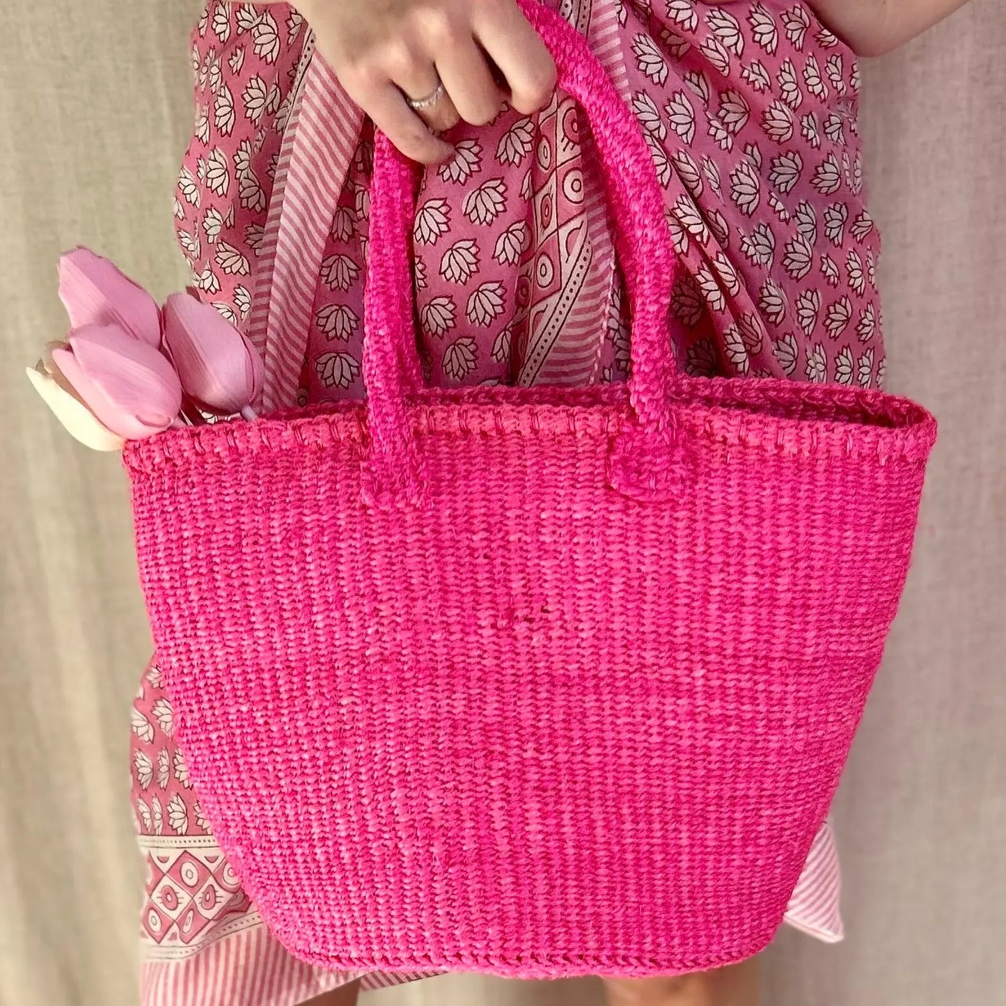 Uzuri sisal roze shopper Wild and Free the store