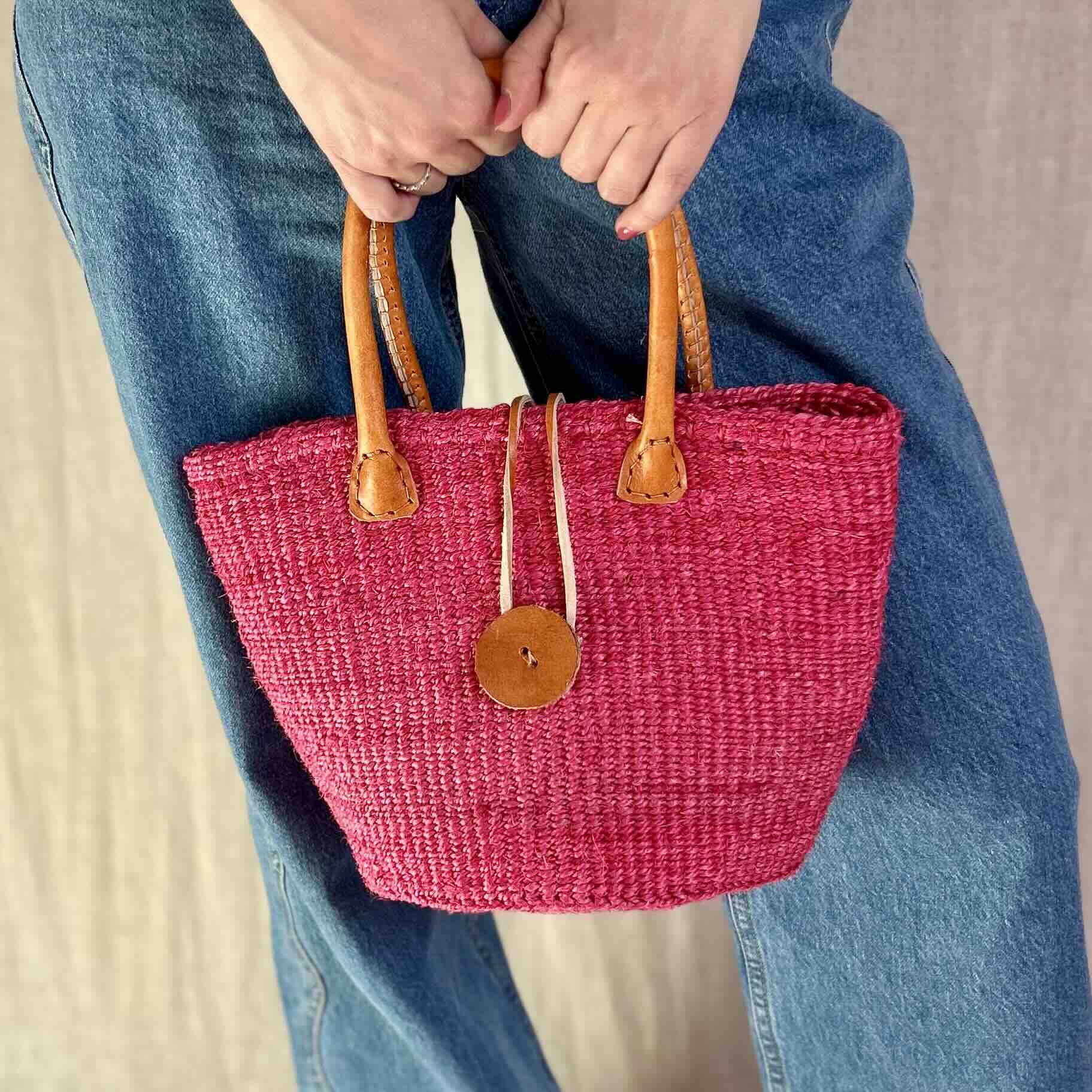Nia sisal roze mini tote bag Wild and Free the store